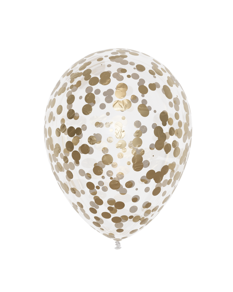 12" Gold Round Metallic Confetti Latex Balloon, Helium Inflated