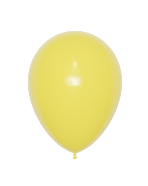 12" Yellow Latex Balloon, Helium Inflated