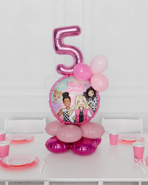Barbie Quad Number Balloon Centerpiece, air-inflated