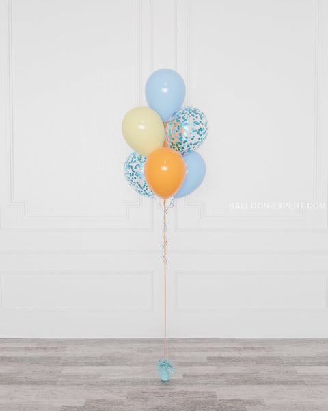 Bluey Confetti Balloon Bouquet, 7 Balloons, helium inflated, full image