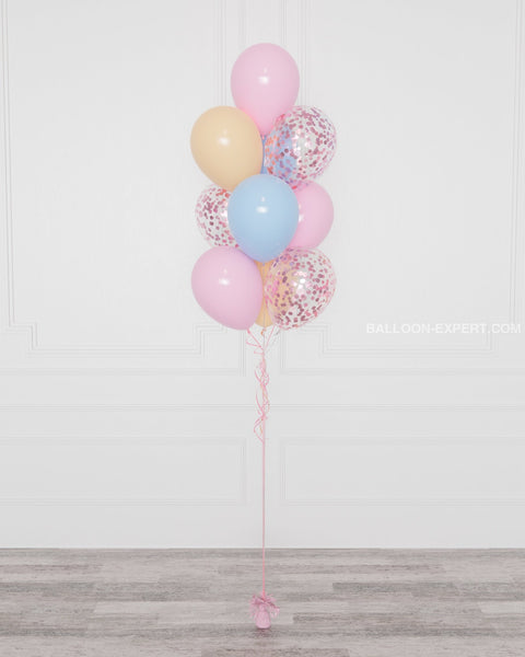 Bluey Pink Confetti Balloon Bouquet, 10 Balloons, Full Image