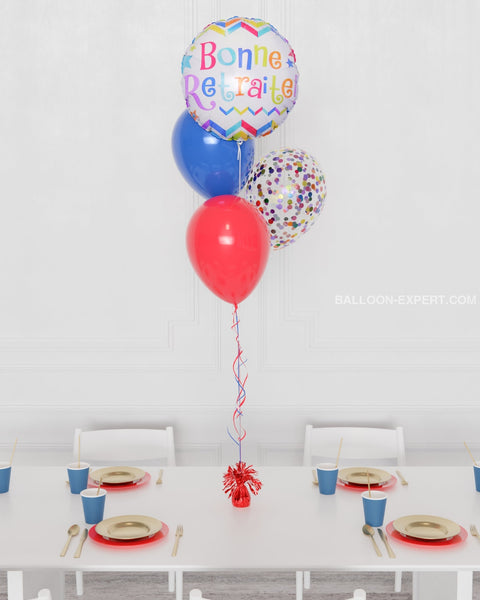 Bonne Retraite Rainbow Foil Confetti Balloon Bouquet, 4 Balloons, sold by Balloon Expert