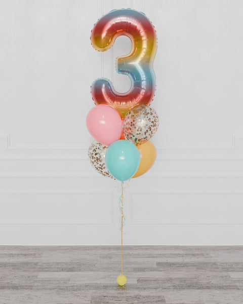 Bouquet de ballons à confettis numérotés, 7 ballons