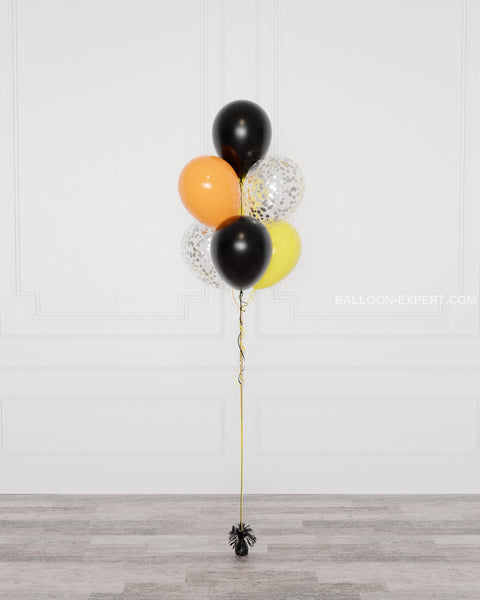Construction Confetti Balloon Bouquet, 7 Balloons, Helium Inflated, full image