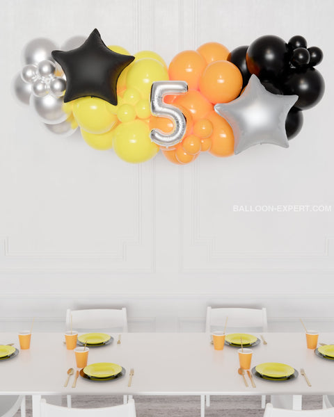 Construction Number Balloon Garland - 5 feet long, sold by Balloon Expert