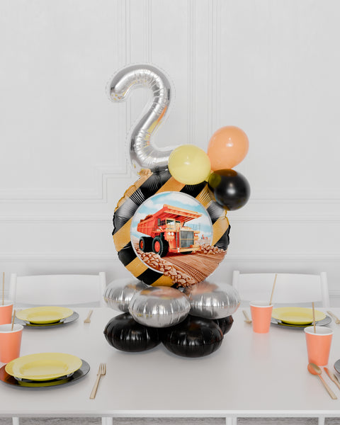 Construction Quad Number Balloon Centerpiece, air-inflated
