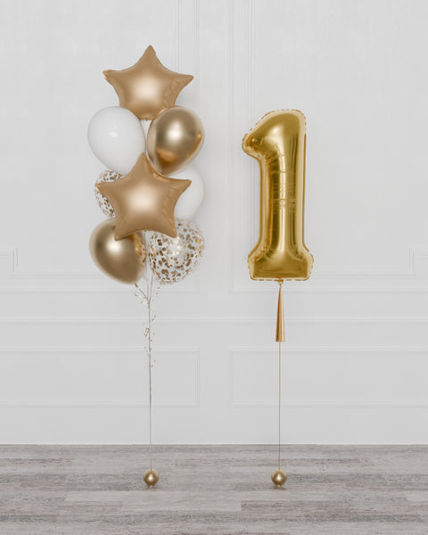 Custom Confetti Foil Balloon Bouquet with Number Balloon