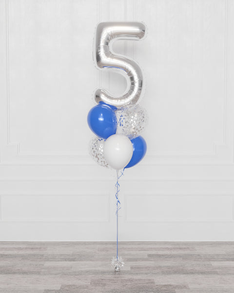 Custom Number Confetti Balloon Bouquet, helium inflated, choose your balloon colours