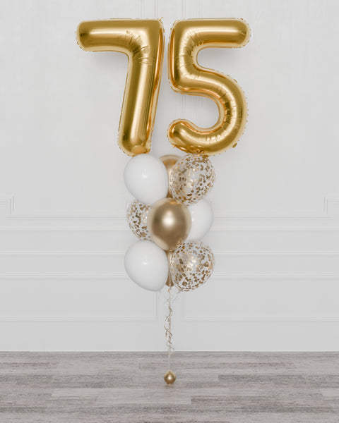 Customize Number Confetti Balloon Bouquet, 11 Balloons, helium inflated