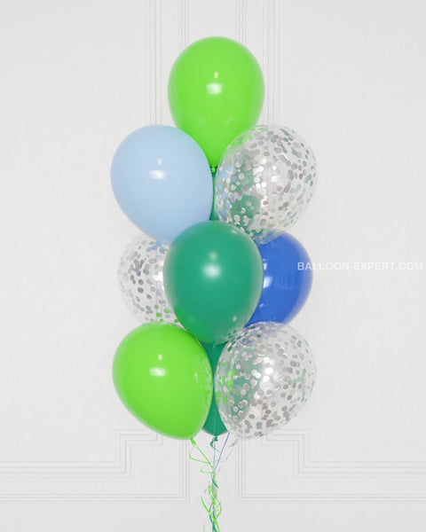 Dinosaur Confetti Balloon Bouquet, 10 Balloons, Close Up Image
