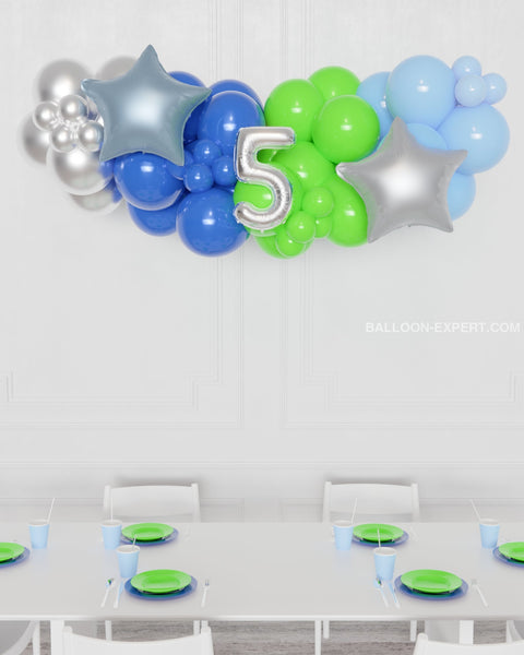 Dinosaur Number Balloon Garland - 5 feet long, sold by Balloon Expert