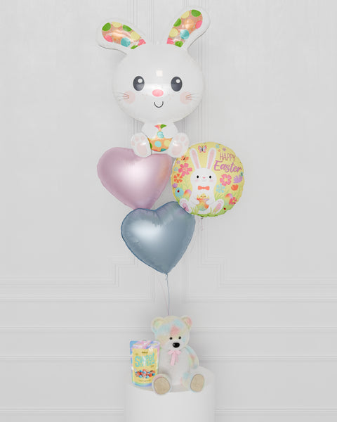 Easter Bunny Foil Balloon Bouquet, 4 Balloons, Helium inflated