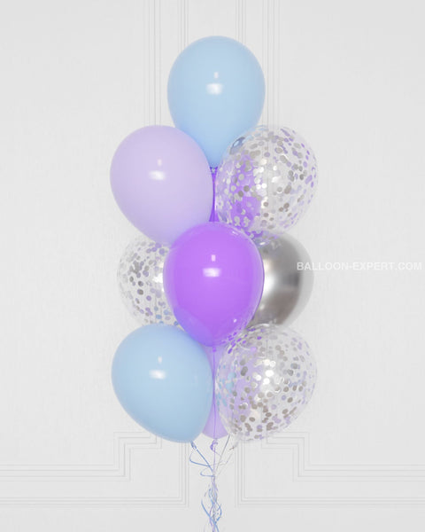 Frozen Confetti Balloon Bouquet, 10 Balloons, close up, sold by Balloon Expert