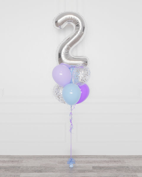 Frozen Number Confetti Balloon Bouquet, 7 Balloons, full image, sold by Balloon Expert