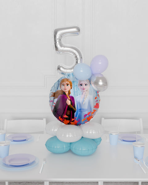 Frozen Quad Number Balloon Centerpiece, air-inflated