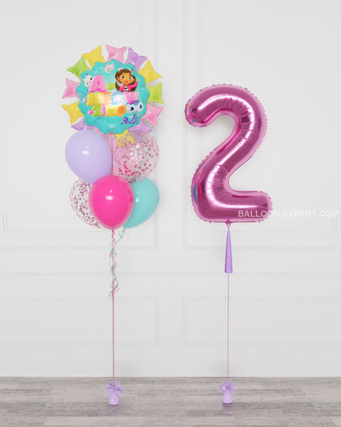 Gabby's Dollhouse Supershape Confetti Balloon Bouquet and Number Balloon
