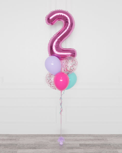 Gabby's Dollhouse Number Confetti Balloon Bouquet, 7 Balloons, full image, from Balloon Expert