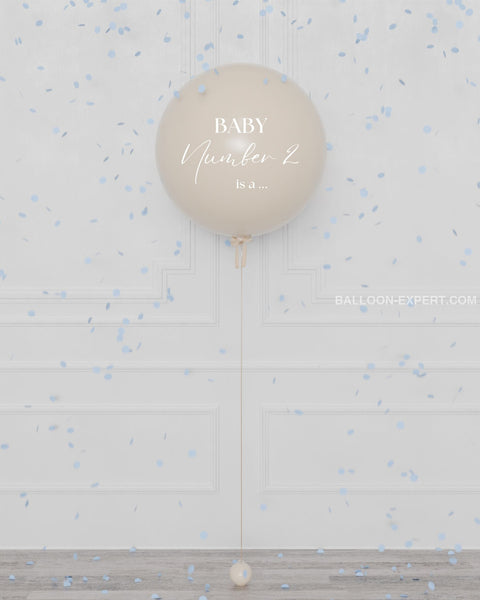 Gender Reveal Balloon Filled with Confettis in cream, it's a boy