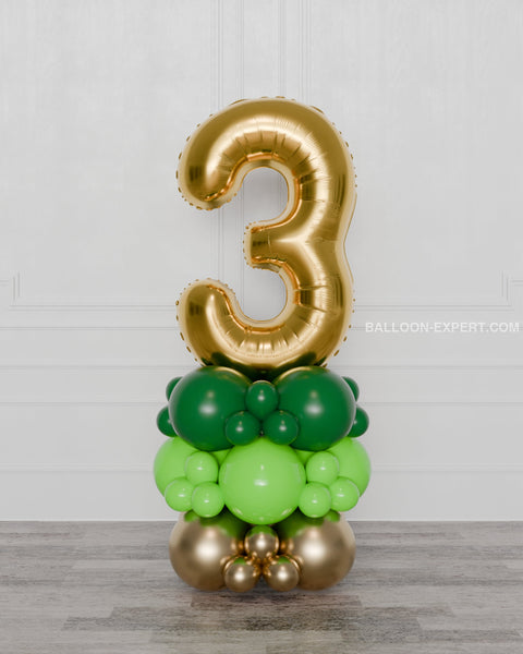 Green and Gold Number Balloon Column, air inflated