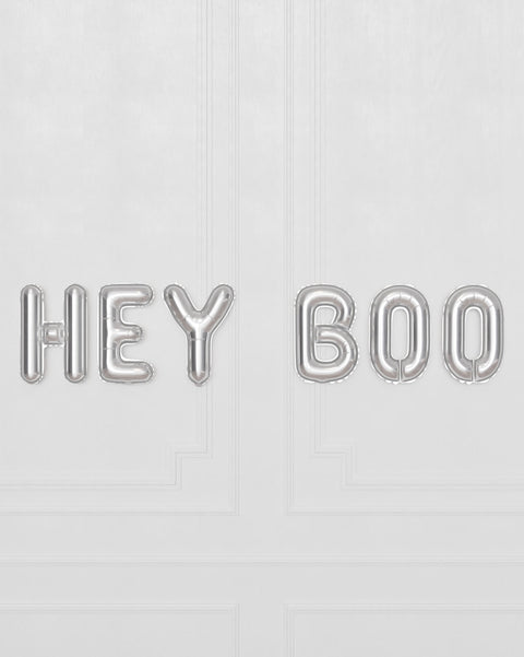 Halloween - "Hey Boo" Small Foil Letter Balloons, air-inflated, closeup image