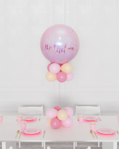 Happy Birthday Orbz Balloon Centerpiece - Pink and Blush