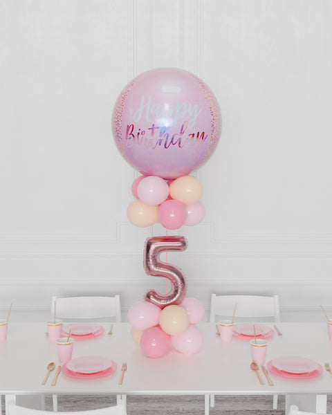 Happy Birthday Orbz Balloon Centerpiece - Pink and Blush