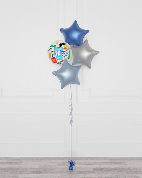 "Happy Father's Day" Foil Balloon Bouquet, 4 Balloons, Full Image
