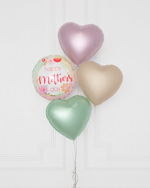 Happy Mother's Day Floral Foil Balloon Bouquet, 4 Balloons close up