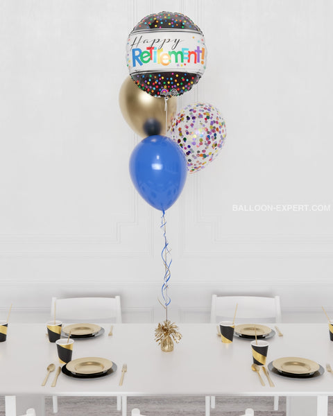Happy Retirement Rainbow Foil Confetti Balloon Bouquet, 4 Balloons, sold by Balloon Expert