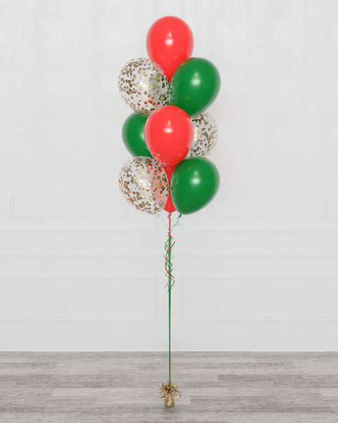 Holiday Confetti Balloon Bouquet inflated with helium