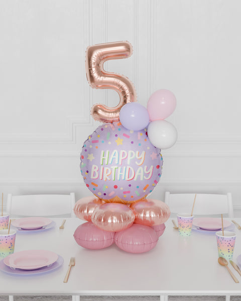 Ice Cream Happy Birthday Quad Number Balloon Centerpiece, air-inflated