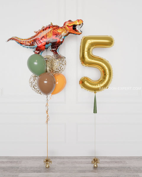 Jurassic World Supershape Confetti Balloon Bouquet and Number Balloon