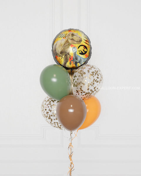 Jurassic World Foil Confetti Balloon Bouquet, 7 balloons, close up image
