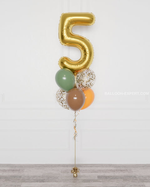 Jurassic World Number Confetti Balloon Bouquet, 7 Balloons, full image, sold by Balloon Expert