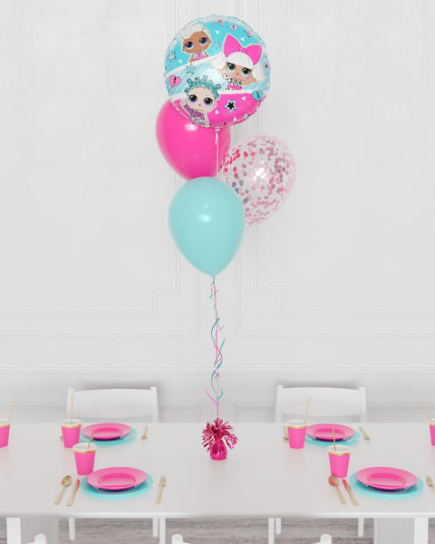 LOL Surprise Confetti Foil Balloon Bouquet, 4 Balloons from Balloon Expert