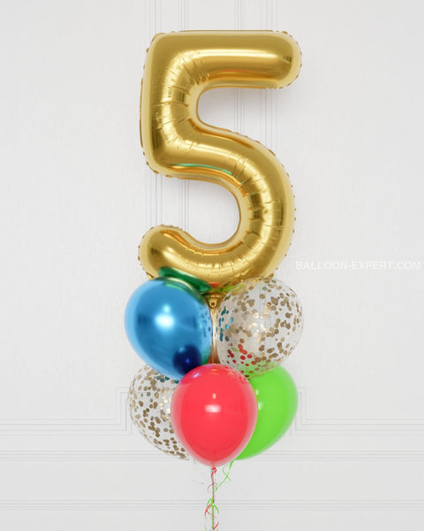 Marvel's Avengers Number Confetti Balloon Bouquet, 7 Balloons, close up image, sold by Balloon Expert