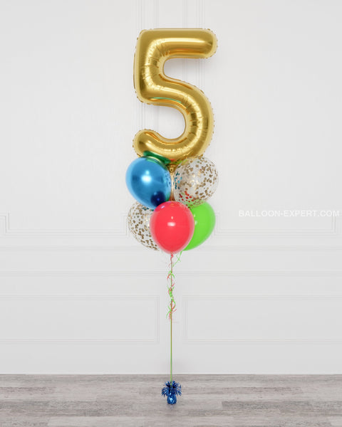 Marvel's Avengers Number Confetti Balloon Bouquet, 7 Balloons, full image, sold by Balloon Expert