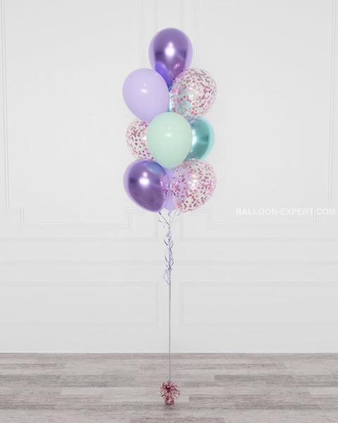 Mermaid Confetti Balloon Bouquet, 10 Balloons, Full Image