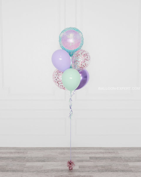 Mermaid Foil Confetti Balloon Bouquet, 7 balloons, full image