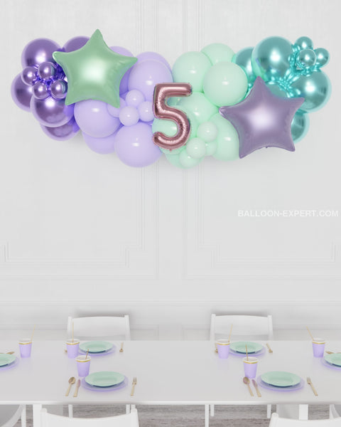 Mermaid Number Balloon Garland - 5 feet long, sold by Balloon Expert