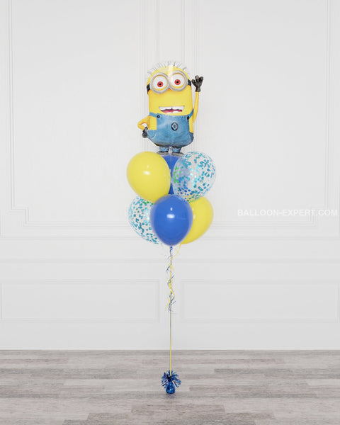 Minion Supershape Confetti Balloon Bouquet, full image, Balloon Expert