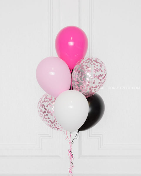 Minnie Mouse Confetti Balloon Bouquet, 7 Balloons, Helium Inflated