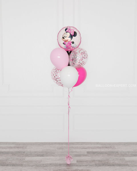 Minnie Mouse Foil Confetti Balloon Bouquet, 7 balloons, full image, Balloon Expert