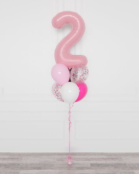 Minnie Mouse Number Confetti Balloon Bouquet, 7 Balloons, full image, sold by Balloon Expert