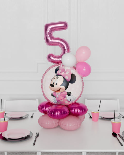 Minnie Mouse Quad Number Balloon Centerpiece, air-inflated