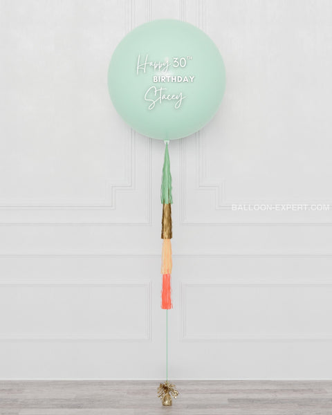Mint, Coral, Blush, and Gold - Jumbo Balloon with Tassels, sold by Balloon Expert