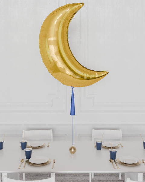 Moon Supershape Balloon with Tassel, Helium Inflated