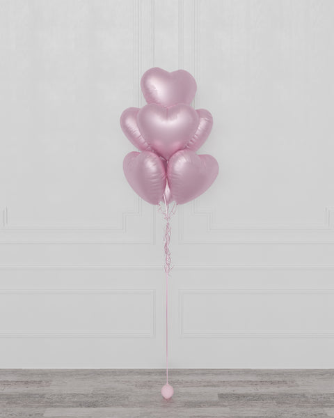 Pink Heart Foil Balloon Bouquet, 7 Balloons, full image, sold by Balloon Expert