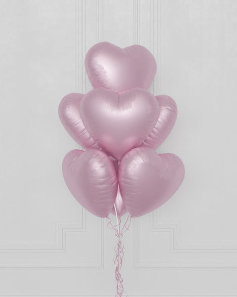 Pink Heart Foil Balloon Bouquet, 7 Balloons, closeup image, sold by Balloon Expert