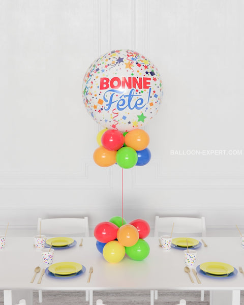 Rainbow Bonne Fête Orbz Balloon Centerpiece from Balloon Expert